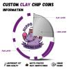 12 Grams Personalized Poker Chips|25-500PCS Custom Clay Poke Chips with Logo, Text|Double-Sided Full-Color Printing|Goods for Bar Drink Tokens,Golf Ball Markers,Poker Games,Casino Nights (E,Purple) view 3