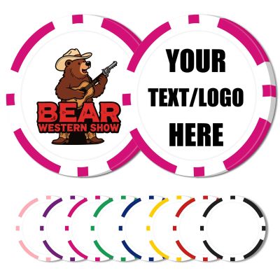 12 Grams Personalized Poker Chips|25-500PCS Custom Clay Poke Chips with Logo, Text|Double-Sided Full-Color Printing|Goods for Bar Drink Tokens,Golf Ball Markers,Poker Games,Casino Nights (E,Rose Red)