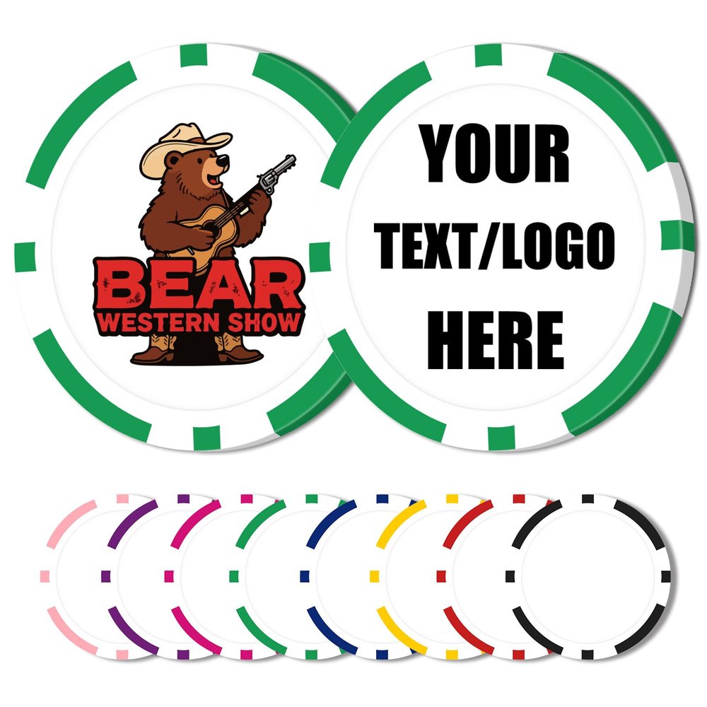 12 Grams Personalized Poker Chips|25-500PCS Custom Clay Poke Chips with Logo, Text|Double-Sided Full-Color Printing|Goods for Bar Drink Tokens,Golf Ball Markers,Poker Games,Casino Nights (E,Green)
