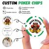 12 Grams Personalized Poker Chips|25-500PCS Custom Clay Poke Chips with Logo, Text|Double-Sided Full-Color Printing|Goods for Bar Drink Tokens,Golf Ball Markers,Poker Games,Casino Nights (E,Green) view 4