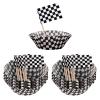100Pcs Checkered Flag Cupcake Toppers and 100Pcs Checkered Cupcake Liners Wrappers, Race Car Party Cake Decorations view 1
