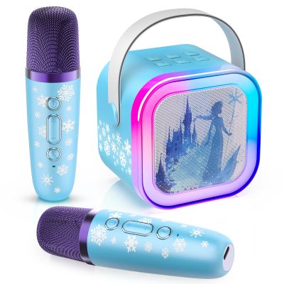 Mini Karaoke Machine for Kids Ages 3-12: Portable Bluetooth Speaker with 2 Wireless Microphone, LED Light Show for Kids Boys Girls Toys Birthday Gifts ToddlerBlue