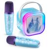 Mini Karaoke Machine for Kids Ages 3-12: Portable Bluetooth Speaker with 2 Wireless Microphone, LED Light Show for Kids Boys Girls Toys Birthday Gifts ToddlerBlue view 1