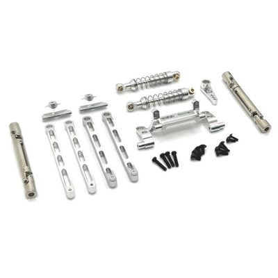MN82 LC79 MN78 Link Rod Pull Rod Mount Shock Absorber Drive Shaft Set Compatible with 1 12 Scale RC Car Metal Chassis Upgrade Parts Compatible with Various Models(Silver)