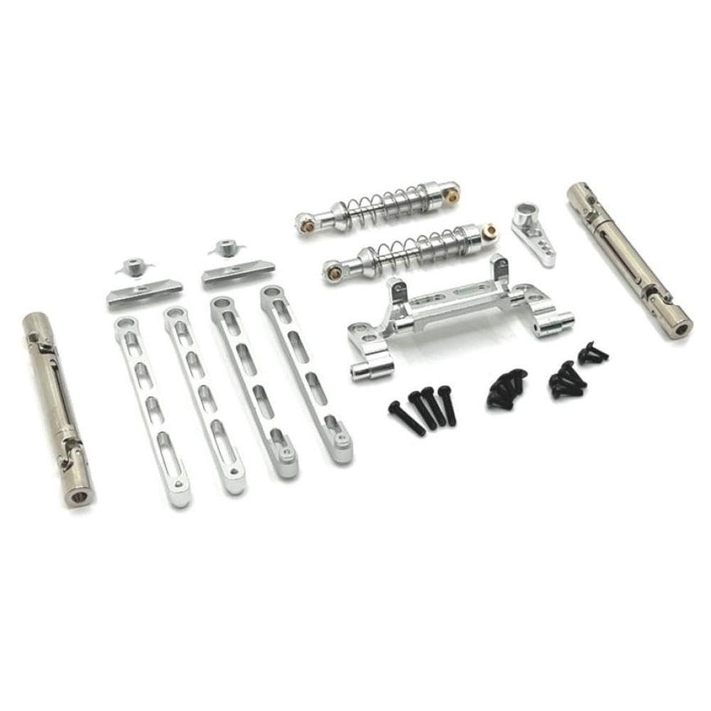 MN82 LC79 MN78 Link Rod Pull Rod Mount Shock Absorber Drive Shaft Set Compatible with 1 12 Scale RC Car Metal Chassis Upgrade Parts Compatible with Various Models(Silver)