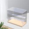 TTETTZ Acrylic Display Case Action Figure Display Case Countertop Cube with Ladder Shelves Assemble Box Wood Base for Statue Dolls, 3 Ladder view 2