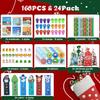 Budbof 168 Pcs Christmas Party Favors for Kids Bulk, 24-Pack School Stationery Set with Notebook Pencils Erasers Rulers Treat Bags for Classroom Gift Exchange Students Prizes Reward view 2