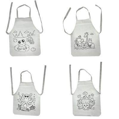 20 Pcs DIY Child Apronsfor Boys Girls 15.7 * 19.6inch DIY Painting White Apron Bulk Fun Educational Craft Coloring for Baking Kitchen Cooking Classroom Party