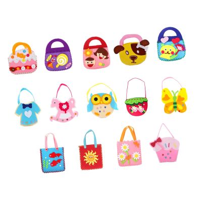 14 Pieces Handbags Kids Sewing Kit Learn to Sew DIY Craft for Birthday Gifts