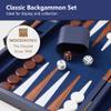 15 inch Backgammon Sets for Adults - Classic Board Game with Premium Sea Blue Leather Case - Travel Backgammon Set for 2 Players - Portable Strategy Board Games for Gifts & Family Fun view 4