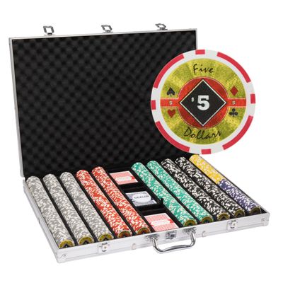 Playzaic 1000-piece Aluminum Black Diamond Poker Chip Case - 14-gram Heavy Clay Composite Set - Casino Chips for Texas Holdem, Blackjack - Betting Game Accessories