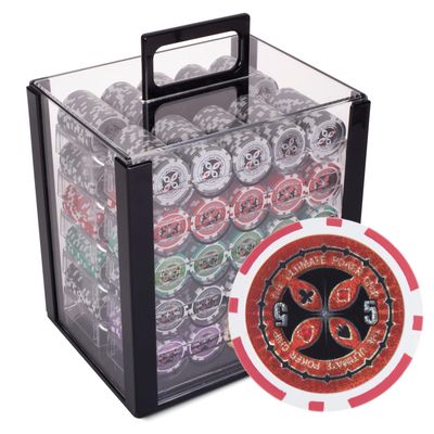 Playzaic 1000-piece Acrylic The Ultimate Poker Chip Case - 14-gram Heavy Clay Composite Set - Casino Chips for Texas Holdem, Blackjack - Betting Game Accessories