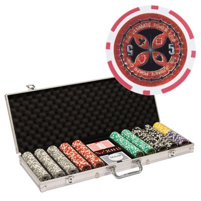 Playzaic 500-piece Aluminum The Ultimate Poker Chip Case - 14-gram Heavy Clay Composite Set - Casino Chips for Texas Holdem, Blackjack - Betting Game Accessories