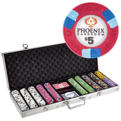 Playzaic 500-piece Aluminum Phoenix Poker Chip Case - 10-gram Real Clay Set - Casino Chips for Texas Holdem, Blackjack - Betting Game Accessories