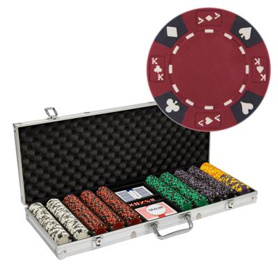 Playzaic 500-piece Aluminum Ace King Poker Chip Case - 14-gram Heavy Clay Composite Set - Casino Chips for Texas Holdem, Blackjack - Betting Game Accessories