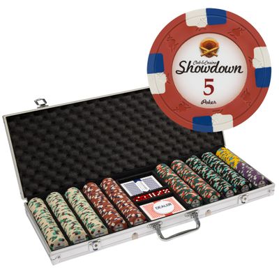 Playzaic 500-piece Aluminum Showdown Poker Chip Case - 13.5-gram Heavy Clay Composite Set - Casino Chips for Texas Holdem, Blackjack - Betting Game Accessories