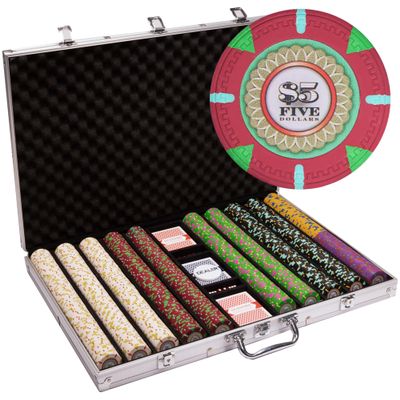 Playzaic 1000-piece Aluminum The Mint Poker Chip Case - 13.5-gram Heavy Clay Composite Set - Casino Chips for Texas Holdem, Blackjack - Betting Game Accessories