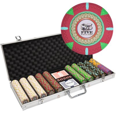 Playzaic 500-piece Aluminum The Mint Poker Chip Case - 13.5-gram Heavy Clay Composite Set - Casino Chips for Texas Holdem, Blackjack - Betting Game Accessories