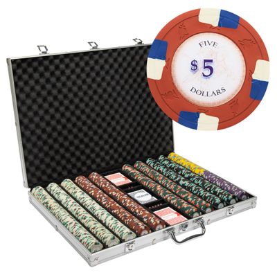 Playzaic 1000-piece Aluminum Poker Knights Poker Chip Case - 13.5-gram Heavy Clay Composite Set - Casino Chips for Texas Holdem, Blackjack - Betting Game Accessories
