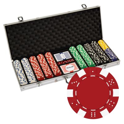 Playzaic 500-piece Aluminum Striped Dice Poker Chip Case - 11.5-gram Clay Composite Set - Casino Chips for Texas Holdem, Blackjack - Betting Game Accessories