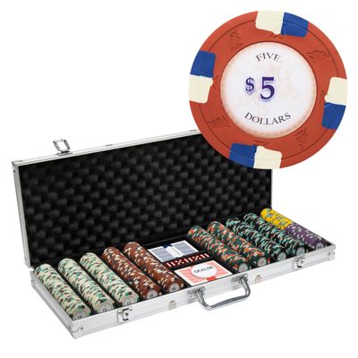 Playzaic 500-piece Aluminum Poker Knights Poker Chip Case - 13.5-gram Heavy Clay Composite Set - Casino Chips for Texas Holdem, Blackjack - Betting Game Accessories