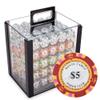 Playzaic 1000-piece Acrylic Monte Carlo Poker Chip Case - 13.5-gram Heavy Clay Composite Set - Casino Chips for Texas Holdem, Blackjack - Betting Game Accessories view 1