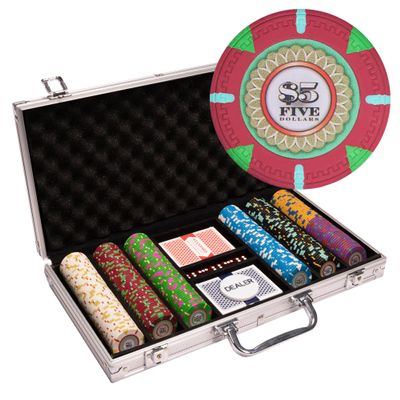Playzaic 300-piece Aluminum The Mint Poker Chip Case - 13.5-gram Heavy Clay Composite Set - Casino Chips for Texas Holdem, Blackjack - Betting Game Accessories