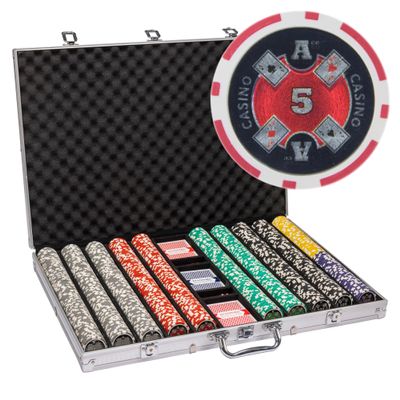 Playzaic 1000-piece Aluminum Ace Casino Poker Chip Case - 14-gram Heavy Clay Composite Set - Casino Chips for Texas Holdem, Blackjack - Betting Game Accessories