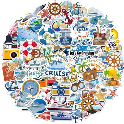 100 PCS Cruise Travel Stickers, Nautical Vacation Stickers Relaxing Cruise Ship Sticker Waterproof Vinyl Stickers for Phone Cases, Laptops, Travel Luggage, Journals, Scrapbook, Water Bottle