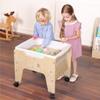 KRAND Kids Water & Sand Sensory Table, Toddlers Outdoor Activity Table with Lockable Casters & Transparent Plexiglass Overlay for Doodling & Water Toys Adhesion view 2
