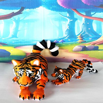 2pcs 3D Printed Tiger, Animal Creature Flexible Tiger Toys, Mother & Child Articulated Fidget Animal for Home Office Executive Desk Decoration AT001-2X