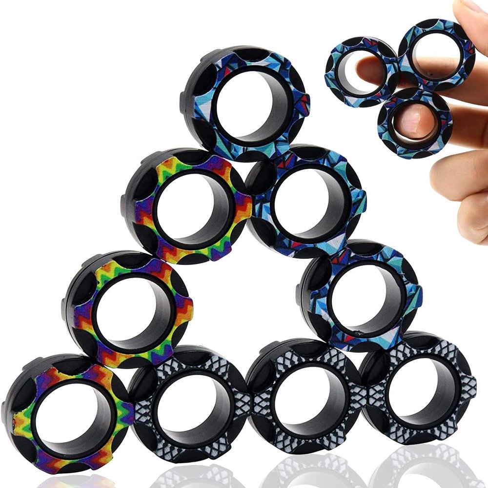18 Gear Magnetic Ring Decompression Toy Set, Suitable for Classroom Small Gift Bags, School Prize Boxes for Teenagers, Party Gifts for Children, Sensory Quiet Desk Toy Set.