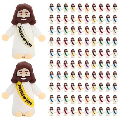 ajabavbd 100Pcs Little Jesus Figures, Action Figures Little Jesus Figurines in Bulk, Jesus Figures to Hide and Seek Religious Gifts for Christian Easter Egg Stuffers Fillers, Jesus for Christmas