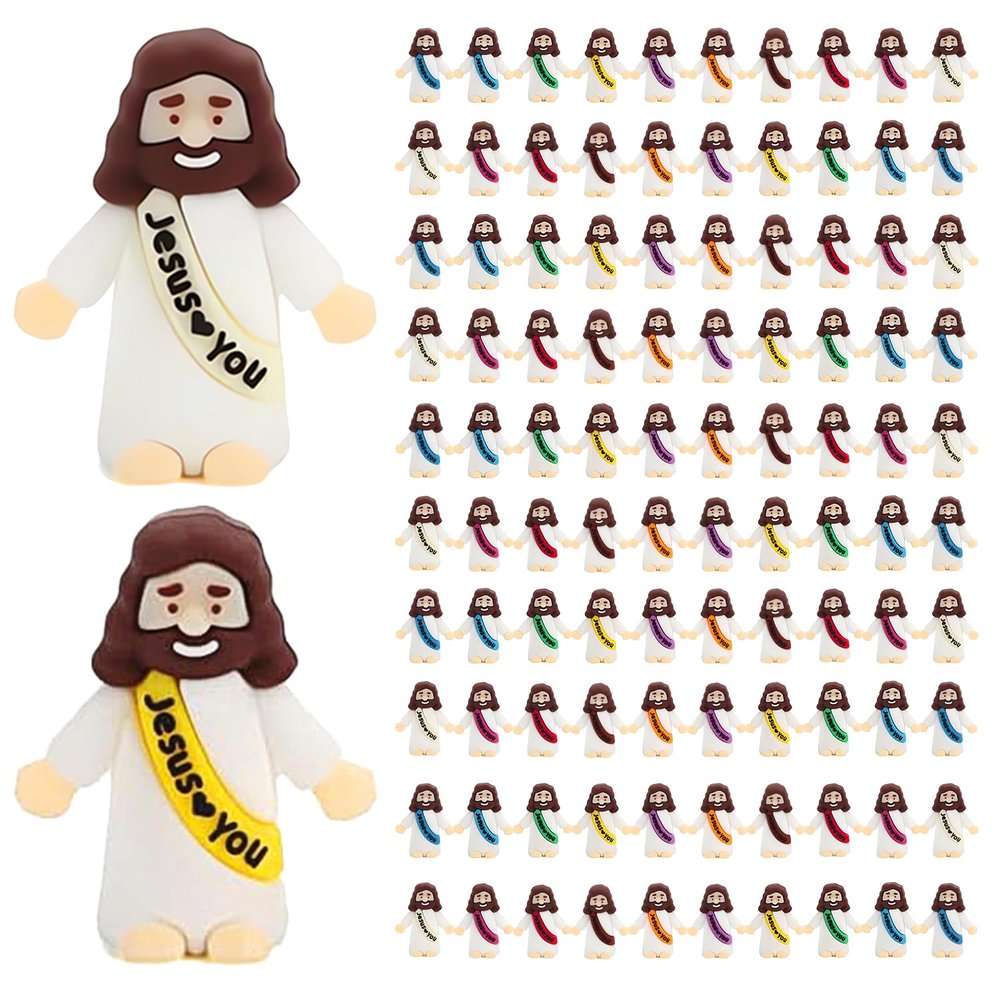 ajabavbd 100Pcs Little Jesus Figures, Action Figures Little Jesus Figurines in Bulk, Jesus Figures to Hide and Seek Religious Gifts for Christian Easter Egg Stuffers Fillers, Jesus for Christmas