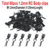 60PCS ZQToday Universal RC Body Clips with Pull Tabs for All 1/8 1/10 1/12 Scale Traxxas Redcat Axial Arrma HSP HPI Himoto Tamiya RC Car Body Clips(1.2mm Rod Black Clips and Tabs) view 2