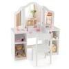 Pemberly Row Vanity Desk and Chair Set, Safe White MDF, Tri-Fold Mirror, Ergonomic Kids Seat, 2-in-1 Makeup and Writing Desk, Rounded Edges, Anti-Slip Feet, Storage Compartments for Ages 3+ view 1