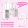 Pemberly Row Vanity Desk and Chair Set, Safe White MDF, Tri-Fold Mirror, Ergonomic Kids Seat, 2-in-1 Makeup and Writing Desk, Rounded Edges, Anti-Slip Feet, Storage Compartments for Ages 3+ view 3