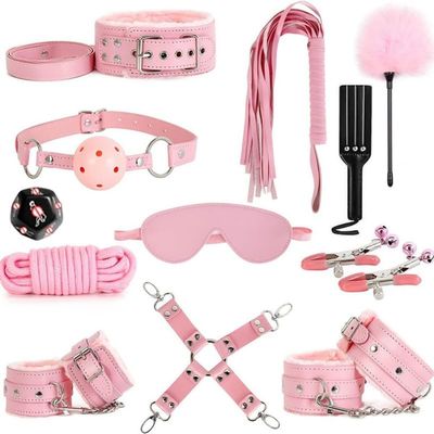 Novelty 12 Piece Leather Strength Training Combination Set, Hand, Leg, and Hip Exercise Accessories [Pink], Fun Dice Racket Tool, Couple Gift