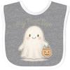 inktastic First Halloween Ghost Baby Bib Heather and White 4665d view 1