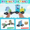 2 Set/24 Pcs Magnetic Dinosaur Animal Train Set Montessori Toys for Toddlers Wooden Dinosaur Animal Preschool Learning Activities Educational Sensory Easter Basket Stuffers Birthday Gifts view 3