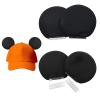 4 Pcs Magnetic Mouse Ears for Hats, Removable Magnet Minni Ear for Cap, Interchangeable Mouse Ears for Baseball Hat, Clip-On Hat Accessory, Adults and Kids, for Theme Parks Halloween Christmas Black view 1