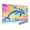 KUJKBFWJ for MTG Playmat in Storage Bag, Commander Board Game Play Mat Desk Pad, Hand-Painted Stitched Edges Aged Map 23.6x13.8 in,Ideal for TCGCCGRPG Game Playmat, Colorful Dolphin view 1