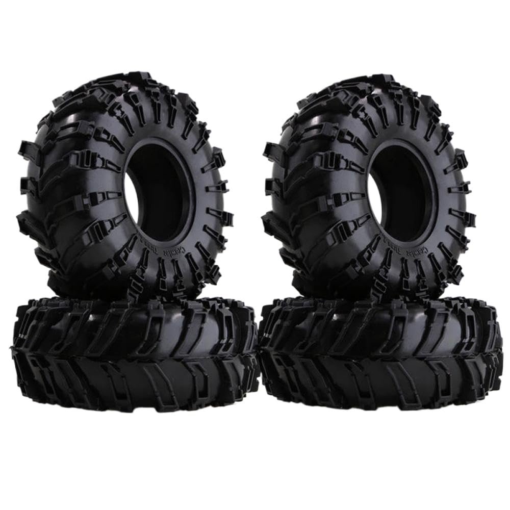 4Pcs 2 2 Inch Beadlock Wheel Rim Rubber Tire Set Compatible with 1 10 Scale RC Crawler Models Like TRX 4 90046 Voodoo KLR(4PCS Tires)