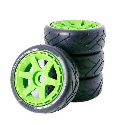 103mm 1/8 1/10 Short Course Tires with 17mm Hex Wheels for RC Models Flat Tread Wear-Resistant Grip Tires Compatible with Various Brands