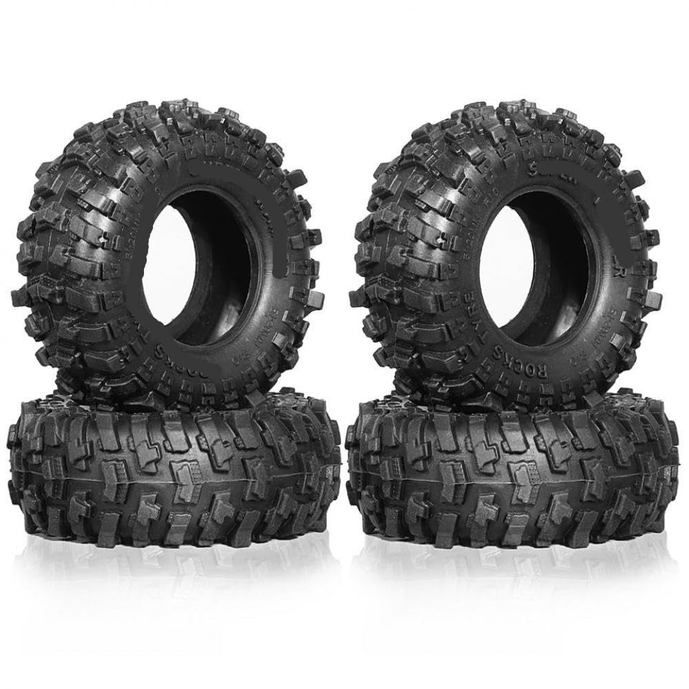 1/24 1/18 Scale Crawler Tires RED 1 0 Rock Terrain Tires Compatible with SCX24 AX24 Upgrade Parts(RS001 4PCS)