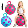 EVERICH TOY 2-Pack Hopper Ball for Kids, 15In Bouncy Ball with Handle, Full Heart Girls Toys for Indoor Outdoor Active Play, Great Balance Hopping Toys Gifts for 3 4 5 6 Yr Old Girls Boys view 1