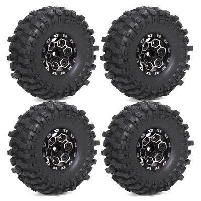 12mm Hex 1 9 Beadlock Wheels and Tires 120mm 4 72inch Height with Foam Inserts Fits 1 10 Scale RC Crawler Compatible with 90047 II Models(1set Black)
