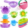 10 Pcs Bath Toys for Kids Ages 1-3, Bathtub & Pool Water Toys for Toddlers 1-3 & Babies 12-18 Months, Water Table Accessories with Floating Boats, Stacking Cups & Pouring Fun for Boys Girls view 1
