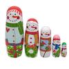 Konrisa 5pc Santa Claus Snowman Nesting Dolls Matryoshka Russian Nesting Dolls Wooden Figure Stacking Dools Birthday Party Supplies view 1