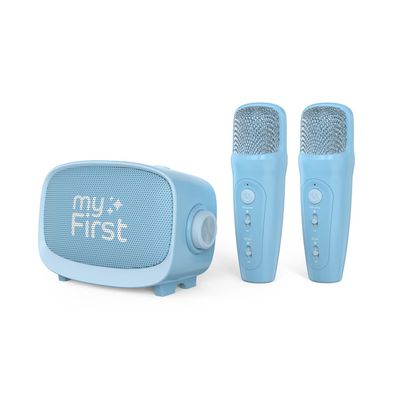 myFirst Voice 2 Kids Bluetooth Karaoke Speaker with 2 Mics | Portable Singing Machine for Children | 5 Voice Changing Effects & Wireless Mic (Blue)